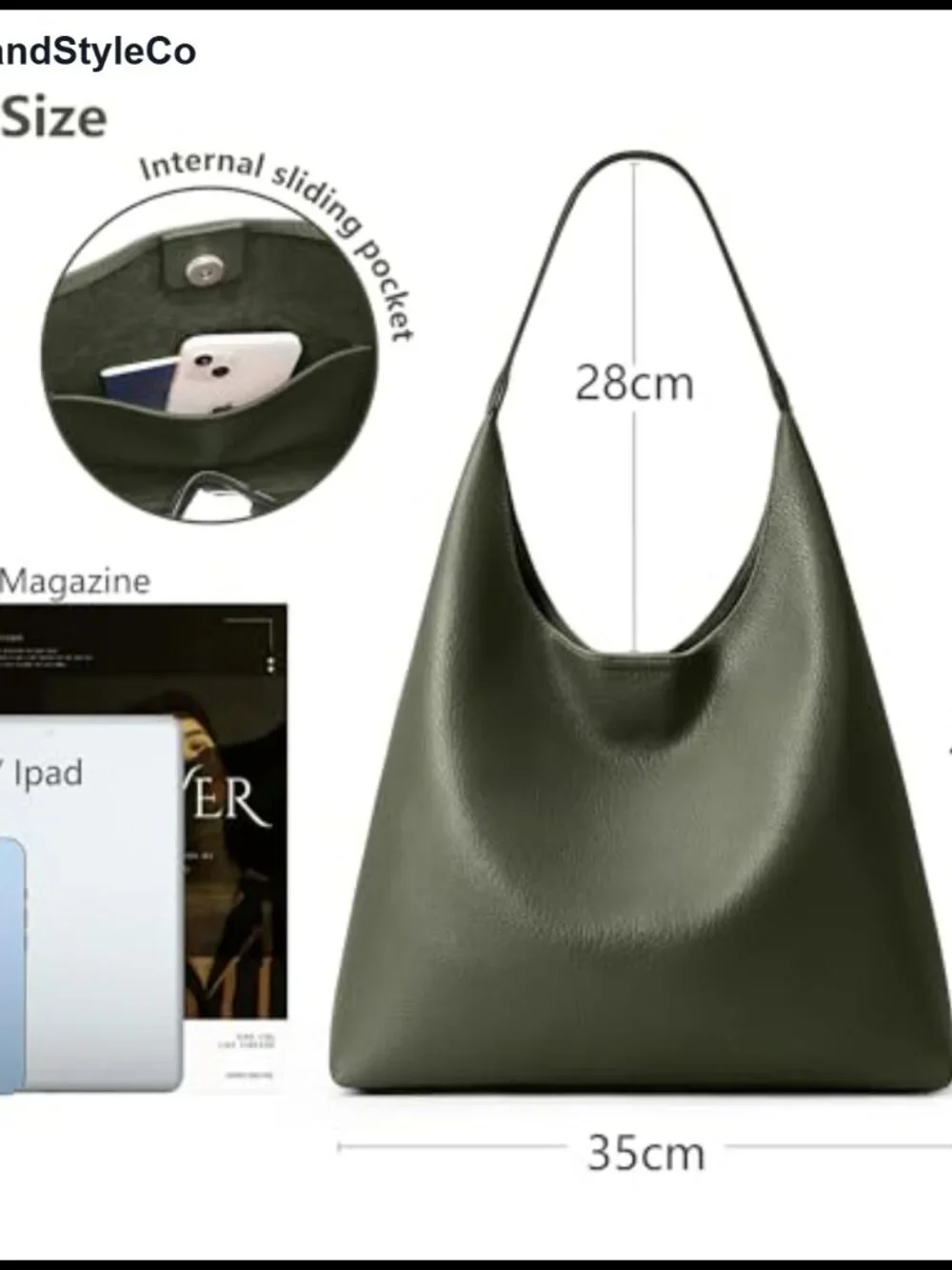Slouchy Hobo Shoulder Bag Faux Leather Everyday Tote Vegan Weekender